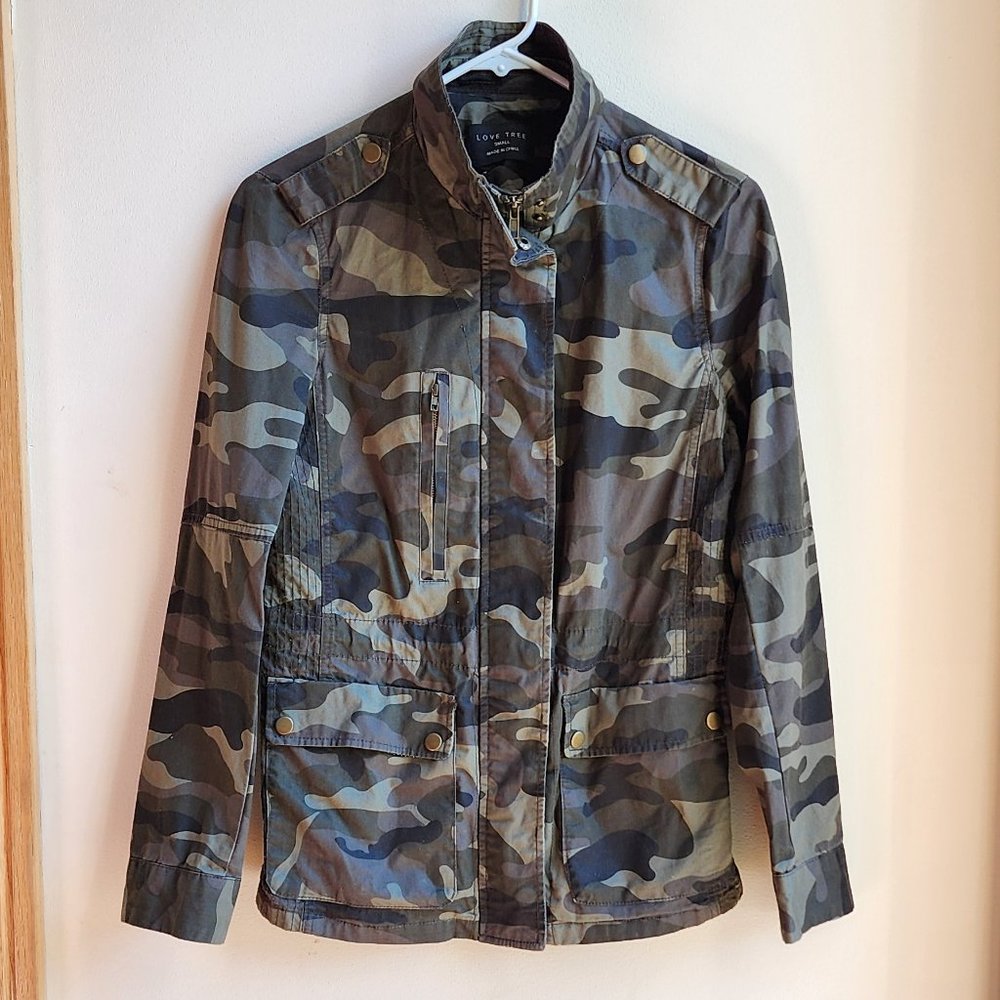 Love Tree Camo Army Utility Jacket Size Small
